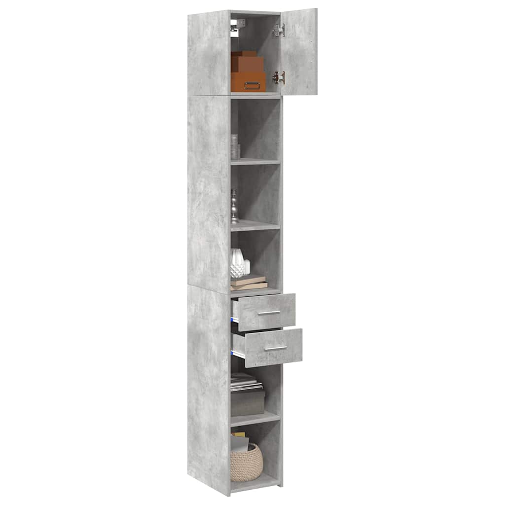 Slim Storage Cabinet Concrete Grey 30x42.5x225 cm Engineered Wood
